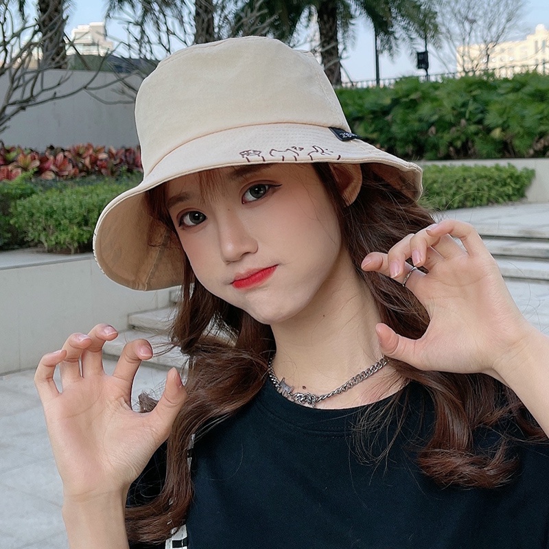 Nón Tai Bèo Chống Nắng Thoáng Khí Thêu Họa Tiết Mèo Dễ Thương Phong Cách Nhật Bản Cho Nữ