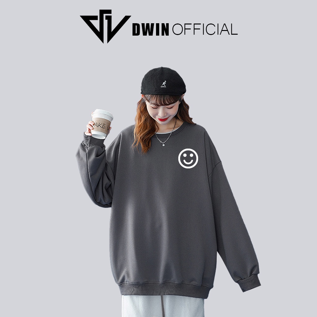 Áo sweater nỉ mặt cười unisex DWIN basic nam nữ form rộng oversize local brand SP00087