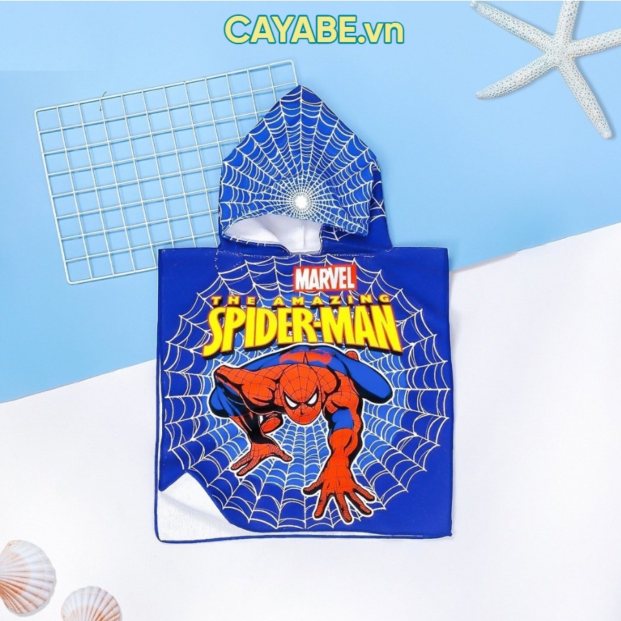 [CAYABE]: Khăn tắm choàng cho bé có mũ trùm đầu người nhện Spiderman, Kitty, công chúa