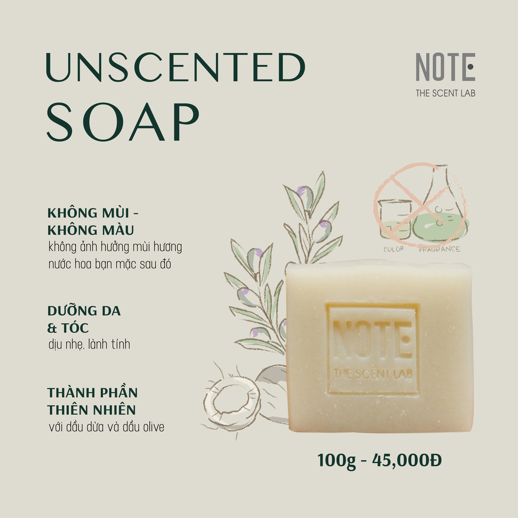 Xà phòng thiên nhiên dưỡng da không mùi NOTE - The Scent Lab