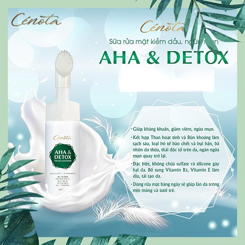 Sữa rửa mặt AHA Detox 150ml, sữa rửa mặt giúp tạo bọt, kiềm dầu