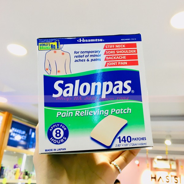 Cao Dán Giảm Đau HISAMITSU - Salonpas Pain Relieving Patch 7.2cm x 4.6cm (140 Miếng - Size Lớn)