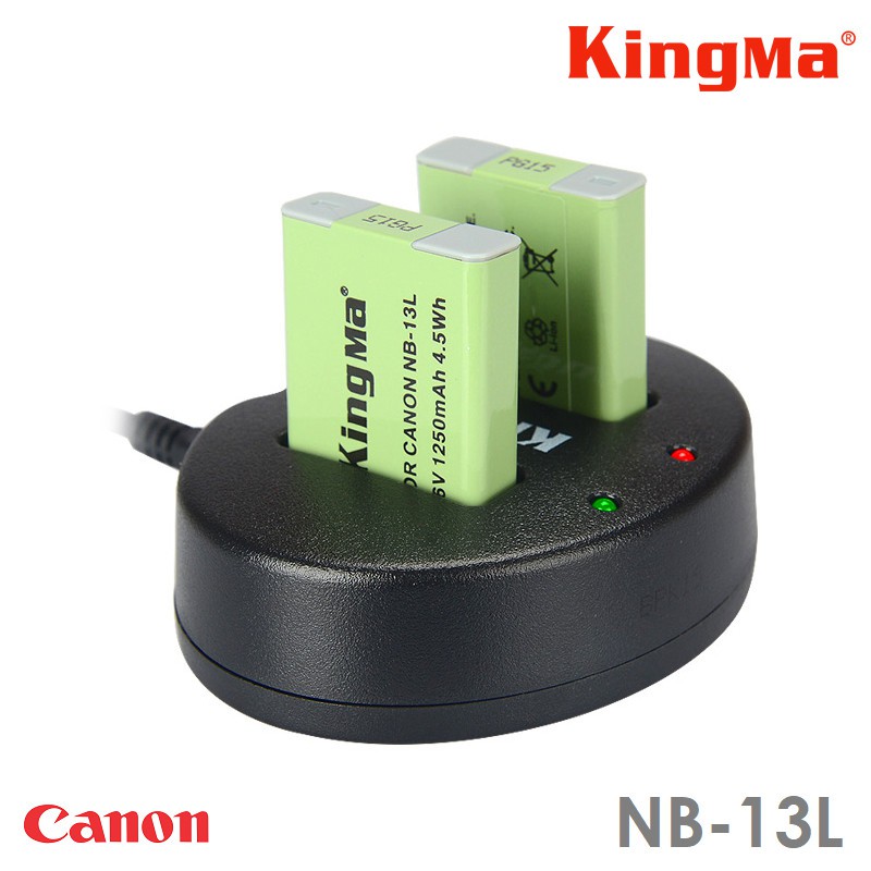 Bộ 2 pin 1 sạc Kingma cho Canon NB-13L + Hộp đựng Pin, Thẻ nhớ