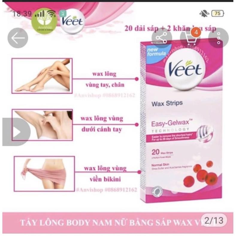 [ SẢN PHẨM SĂN SALE] Miếng dán wax tẩy lông veet 12 miếng Nga