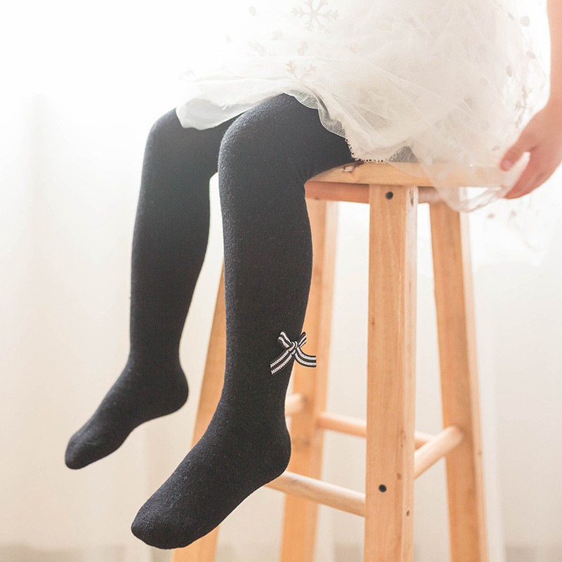 Quần Vớ Cotton Đính Nơ Đáng Yêu Giữ Ấm Cho Bé Gái