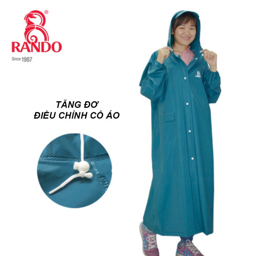 Áo mưa Rando Cao Cấp Chính Hãng, Áo Mưa nhựa PVC Cao Cấp Bít Sườn Dây Kéo(Không Xẻ Tà) Dành Cho Nam/Nữ (Bisur Zipper)