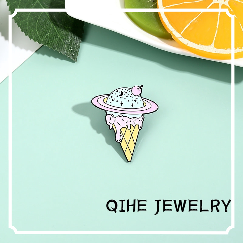 Ghim cài QIHE JEWELRY kiểu que kem hành tinh hoạt hình độc đáo