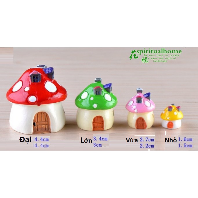 Ngôi nhà nấm đỏ phụ kiện trang trí charm slime