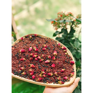 Trà gạo lứt đậu đỏ rang mix hoa hồng/hoa nhài