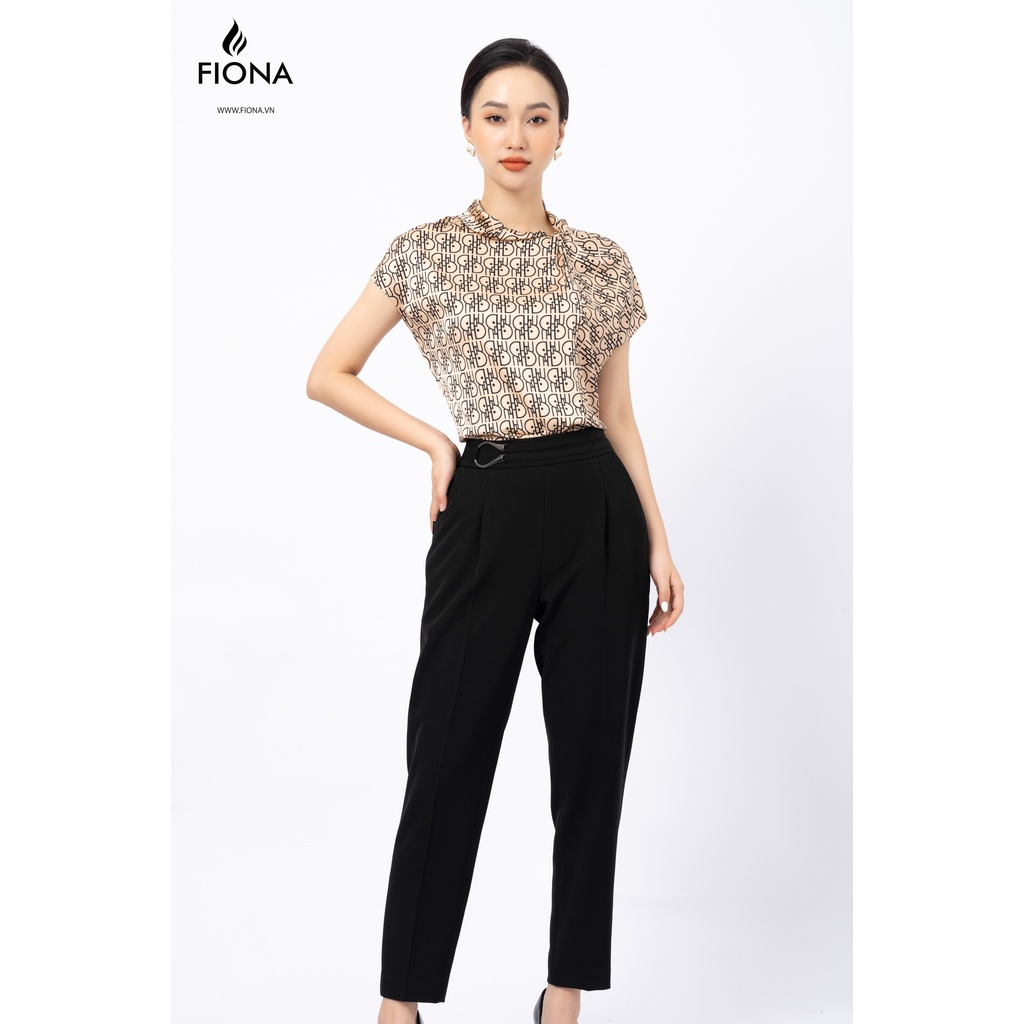 Quần Baggy Nữ Cạp Cao FIONA, Quần Tây Công Sở Nữ Chất Tuytsi Mềm Mịn mặt đai trang trí cạp F351327