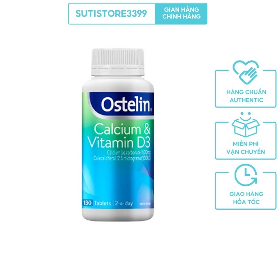 Calcium & Vitamin D3, Canxi bầu úc Ostelin, Canxi sau sinh 130 viên