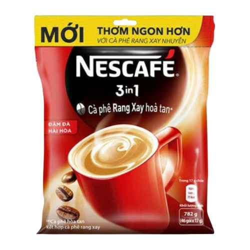 Nescafe 3 in 1 đậm đà hài hòa bịch 46 gói x 17g (782g) - cà phê sữa Việt 3in1 Nestle chính hãng (màu đỏ)