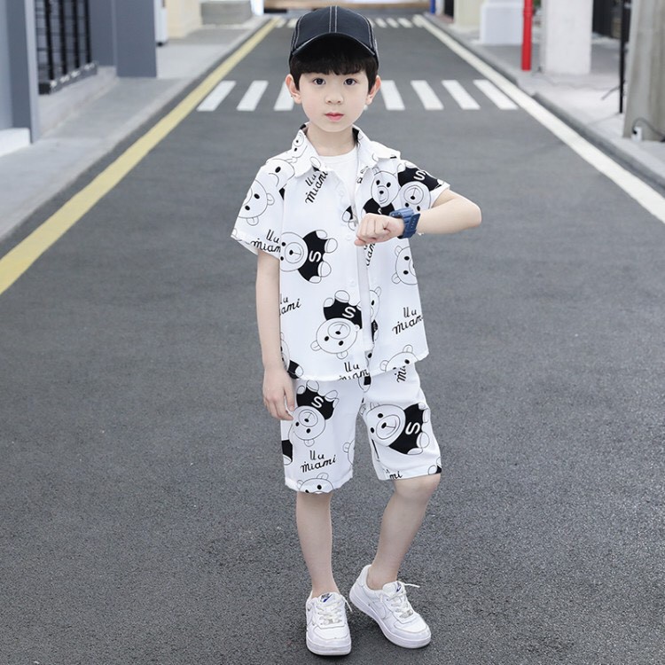 Bộ quần áo bé trai hình gấu Đen và Trắng XHN672