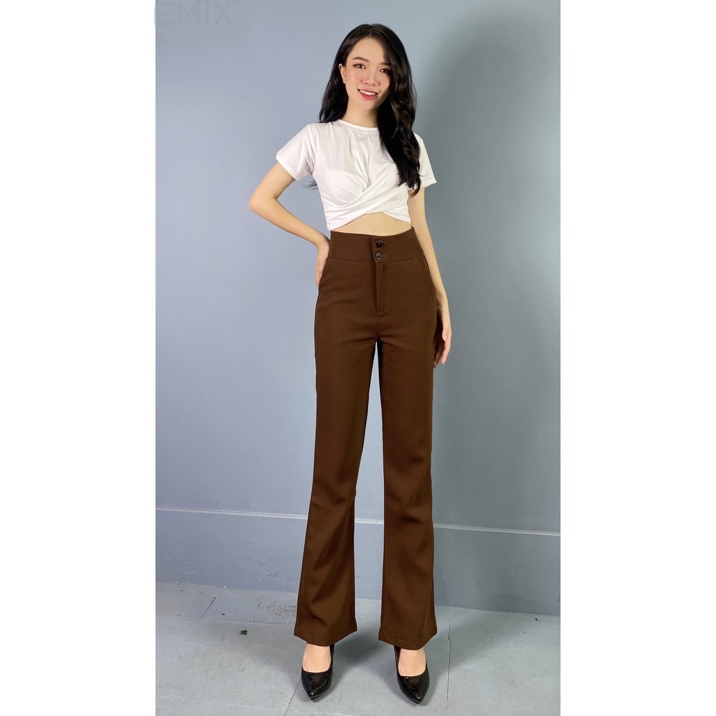 [Rẻ vô địch] Quần tây nữ lưng cao ông loe công sở 2 khuy túi chéo 2 bên dáng đẹp Hàn Quốc cao cấp Q098 | BigBuy360 - bigbuy360.vn