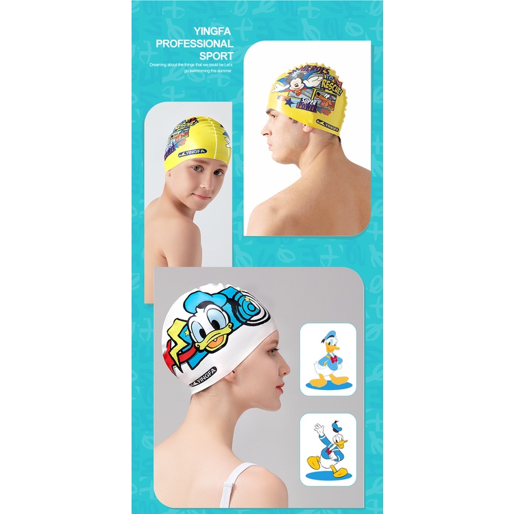 Mũ bơi YingFa Disney D21270 - siêu co giãn cho người lớn và trẻ em