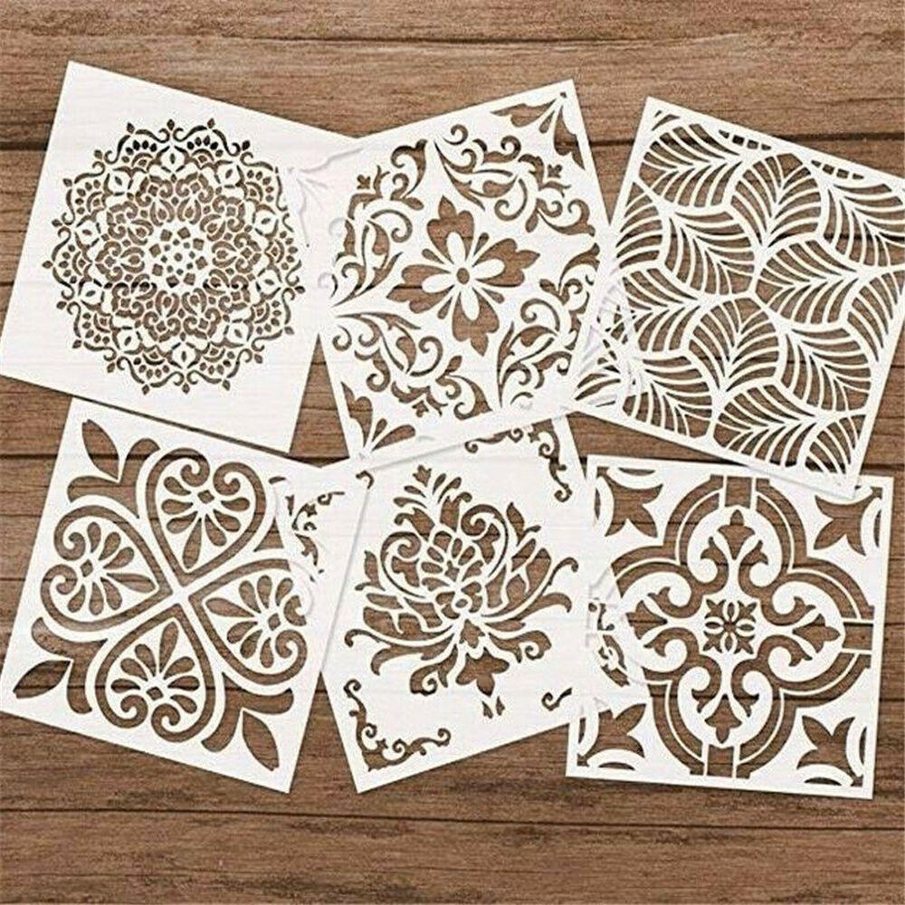 CHOOKEY Set 6 Khuôn Vẽ Trang Trí Họa Tiết Mandala