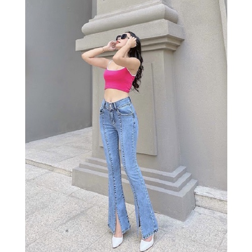Quần Jean Nữ Nữ Lưng CAo Xẻ Lai Thời Trang Cho Nữ