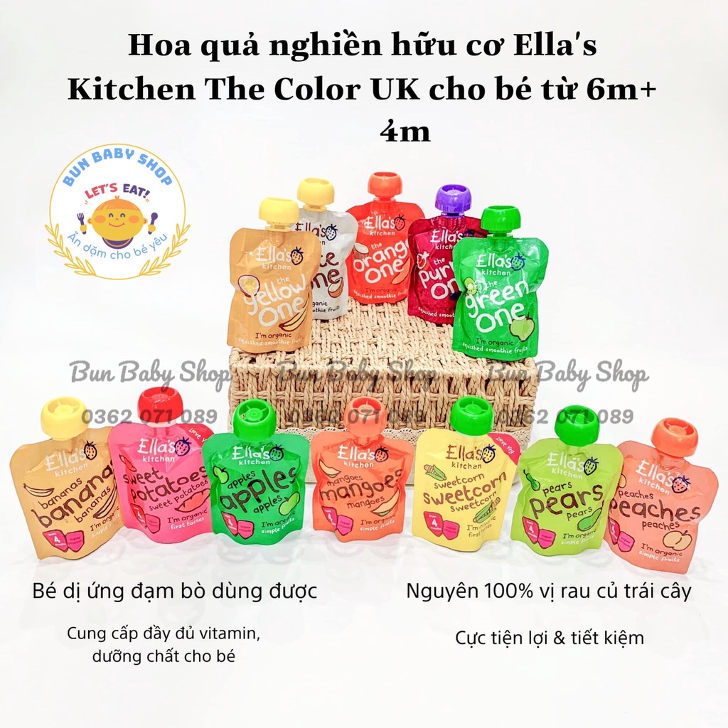 Trái cây rau củ nghiền ăn dặm hữu cơ ella s kitchen cho bé từ 4tháng tuổi - ảnh sản phẩm 1