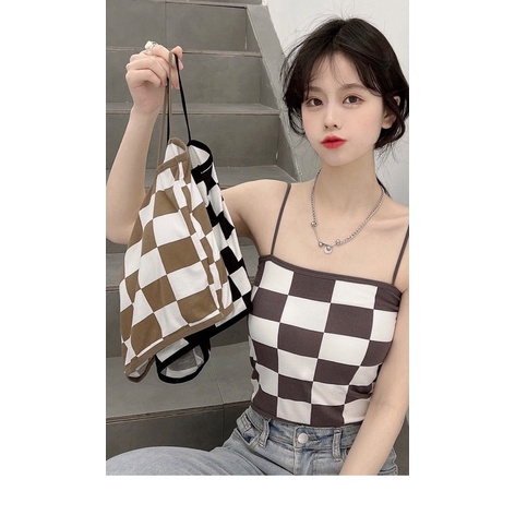 ❤️ Áo Bra Nữ Myna 2 Dây Mảnh Kẻ Ô Dáng Lửng Có Đệm Ngực Trend Mới 8161 ❤️