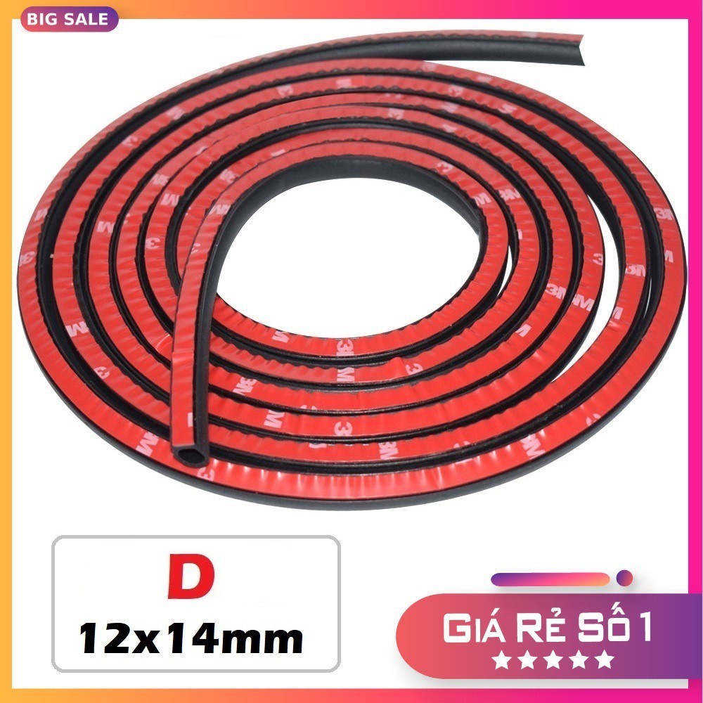 Gioăng cao su chữ D 12x14mm - Cỡ Large, chống ồn cách nhiệt xe hơi cao cấp.