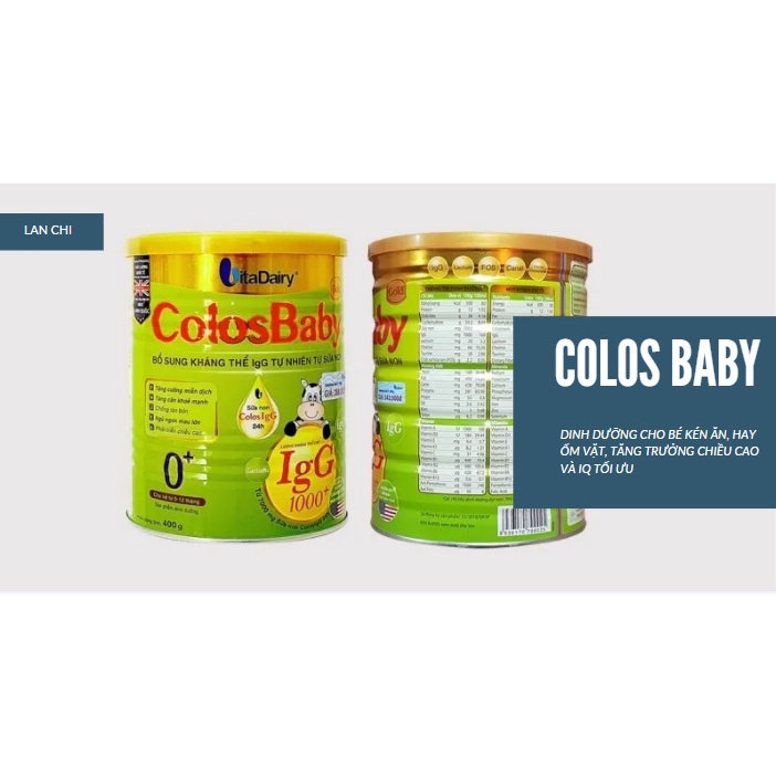 Sữa Non ColosBaBy 0+ 400g  IGG1000 Gold và IQ