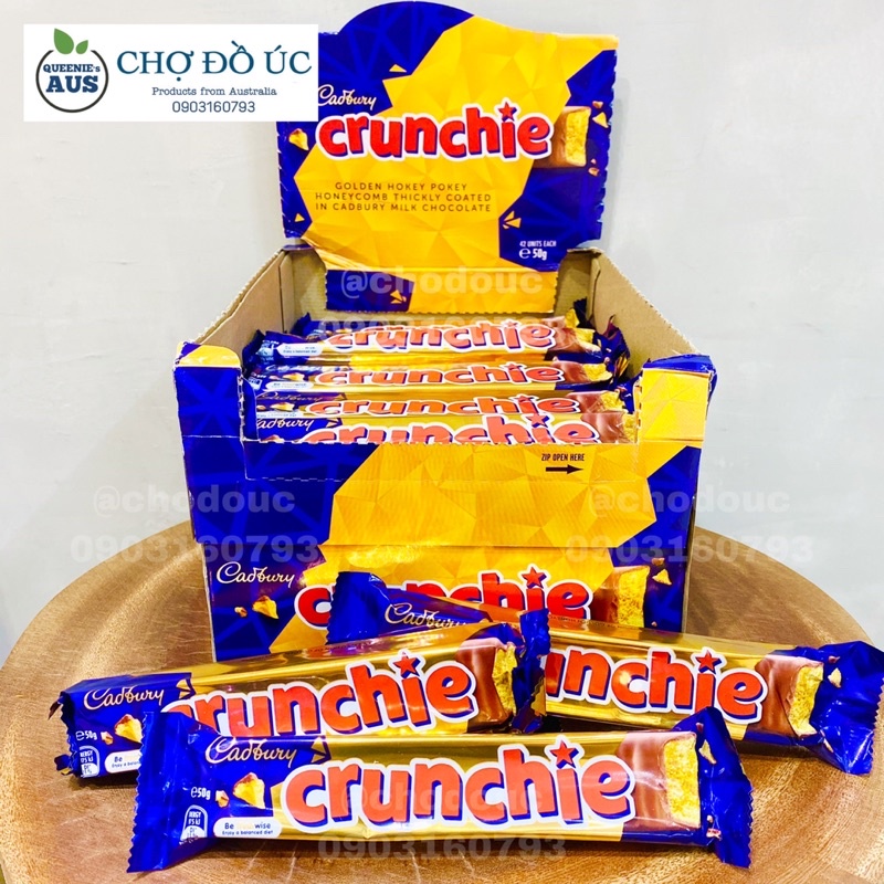 Chocolate nhân kẹo bơ tổ ong giòn CADBURY Crunchie túi 12 thanh 180g - nhập Úc 🇦🇺