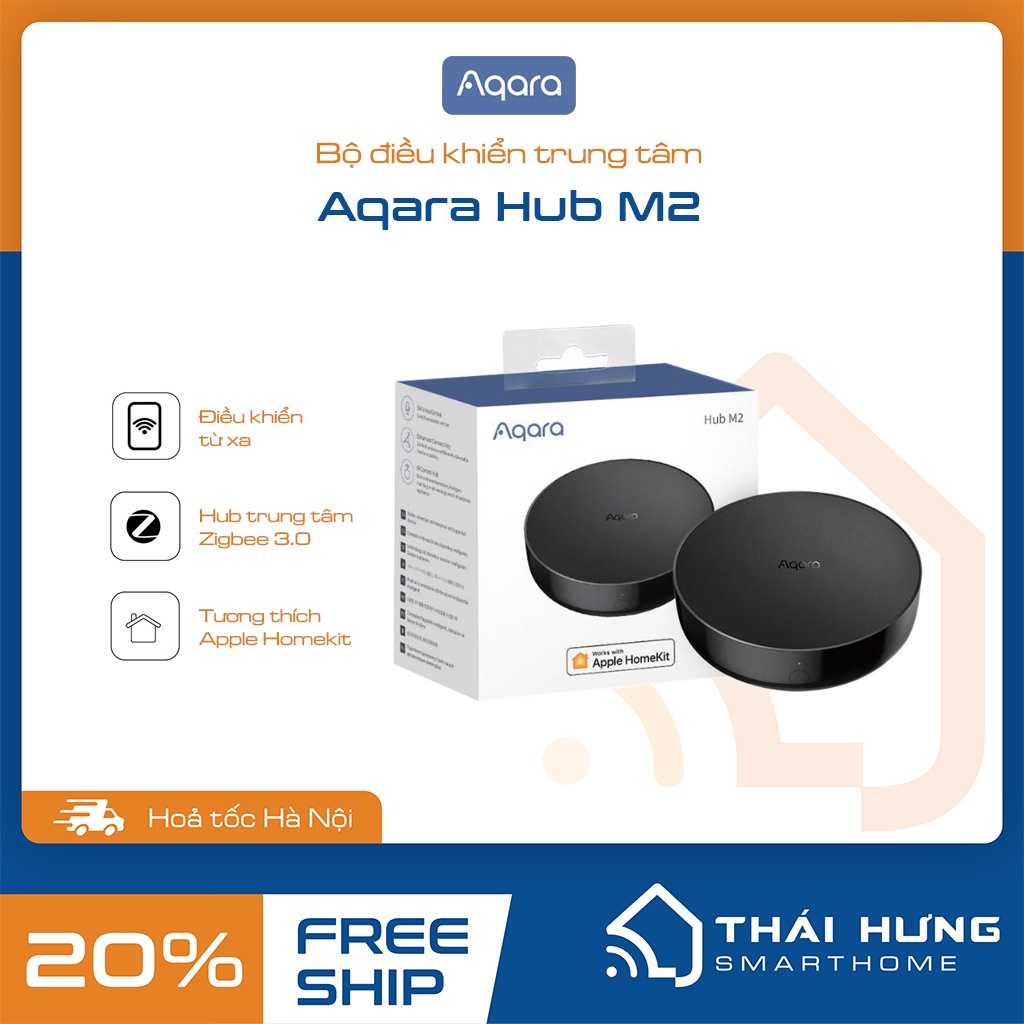 [Hỏa tốc HN ]Aqara Hub M2 - Zigbee 3.0, Bluetooth tương thích HomeKit, cổng LAN, tích hợp loa, tích hợp hồng ngoại.