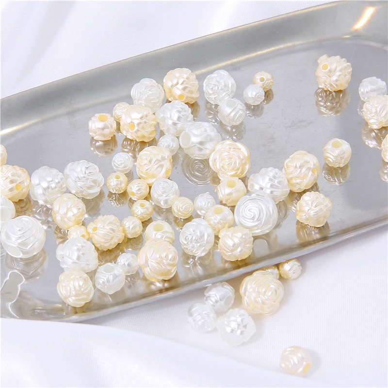 Phụ kiện Beadia hình hoa hồng ngọc trai nhân tạo bằng acrylic dùng làm trang sức DIY