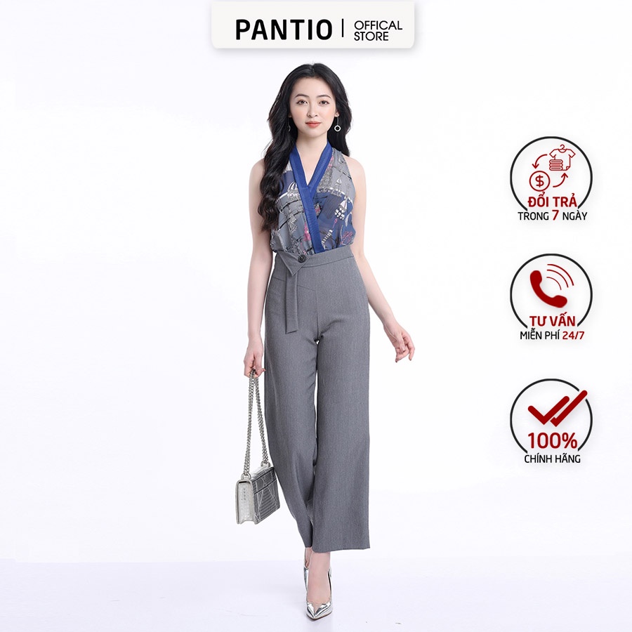 Áo sơ mi sát nách cổ cách điệu pha hoạ tiết FAS32621 - PANTIO