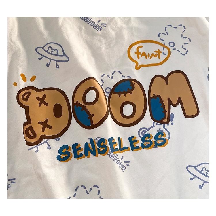 Áo Thun Tay Ngắn Dáng Rộng In Hình Gấu Thời Trang Mùa Hè Dành Cho Học Sinh