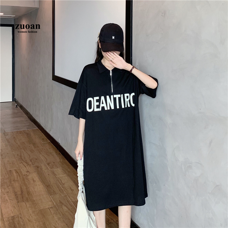 SUXI Đầm Midi Ngắn Tay Dáng Rộng Cổ Bẻ Xinh Xắn Cho Nữ