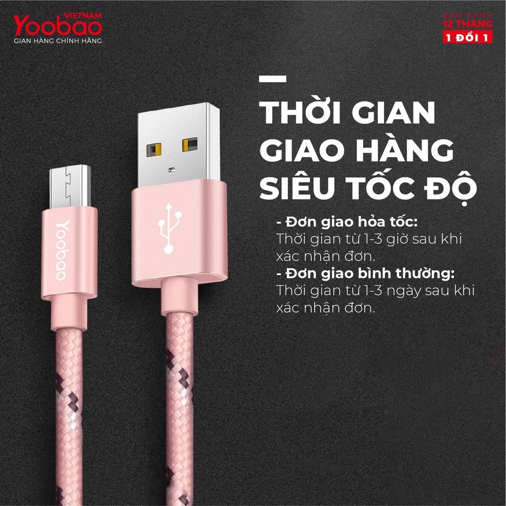 Dây sạc Micro USB vỏ bọc dù dài 1.5m YOOBAO YB-423