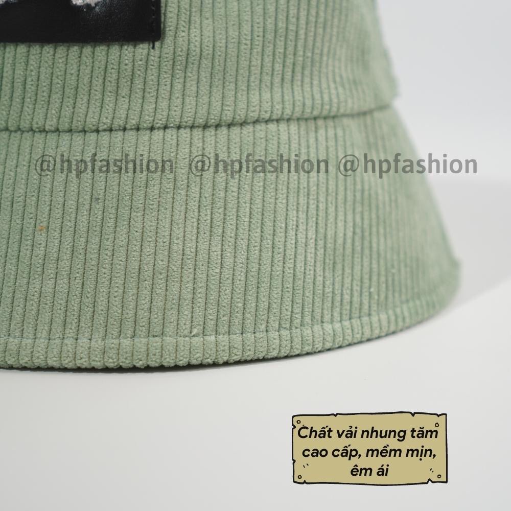 Mũ bucket vành cụp nón tai bèo thêu PromissYou chất nhung tăm cao cấp form unisex nam nữ OHS10