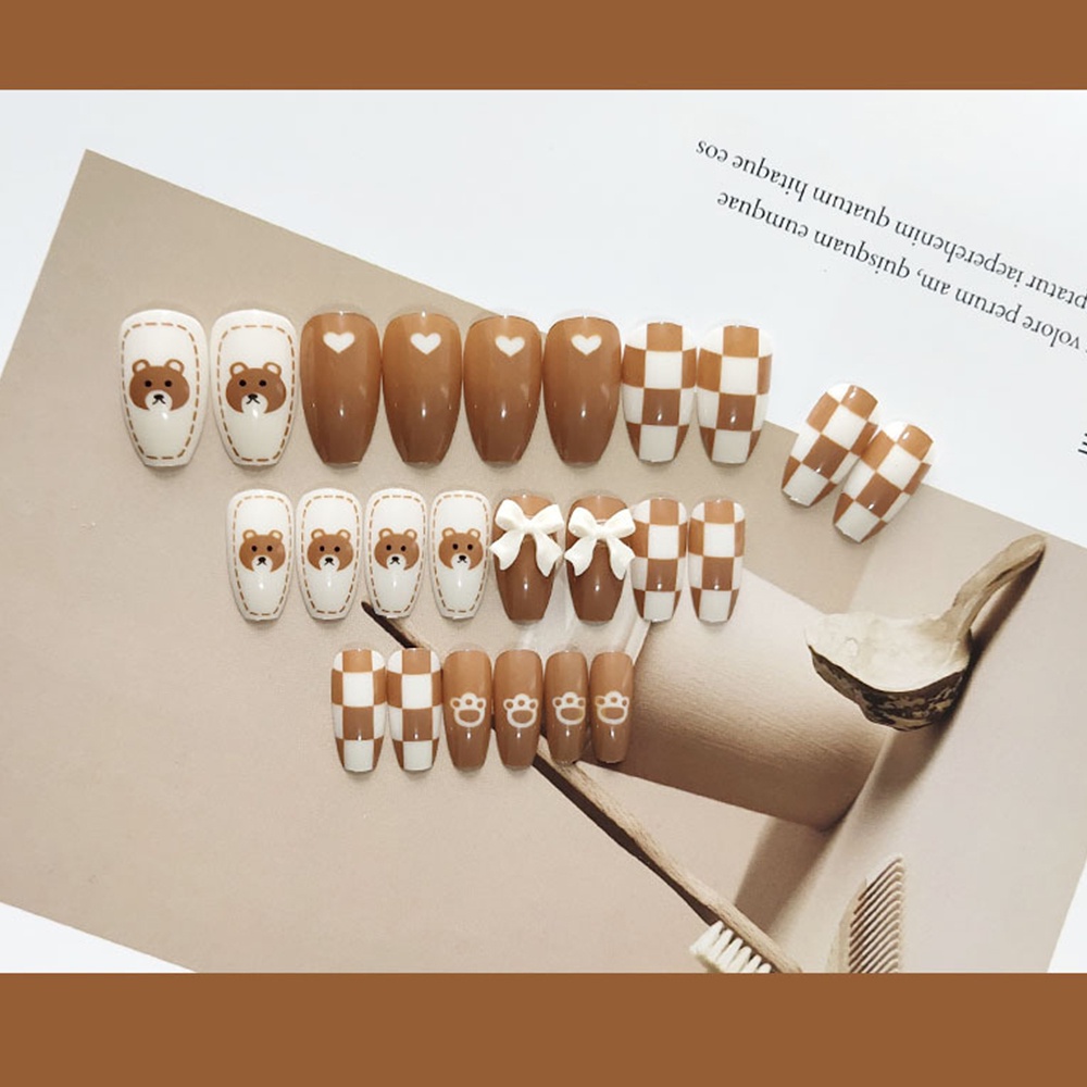 2443 YUKEHUI  bộ móng tay giả set móng giả trong suốt móng tay giả đính nơ móng tay giả dài đính đá móng giả đẹp bộ móng tay giả đính đá móng tay giả đính đá ngắn  móng giả thiết kế  set 24 móng tay giả