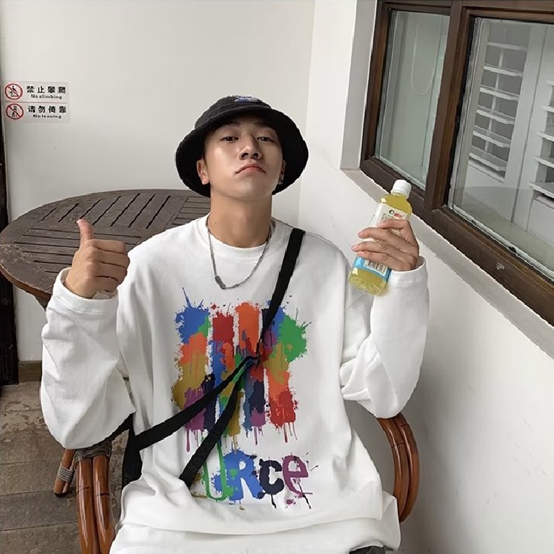 Áo Thun Tay Dài Dáng Rộng In Chữ Phong Cách Hàn Quốc Thời Trang Cho Nam Size M-5XL