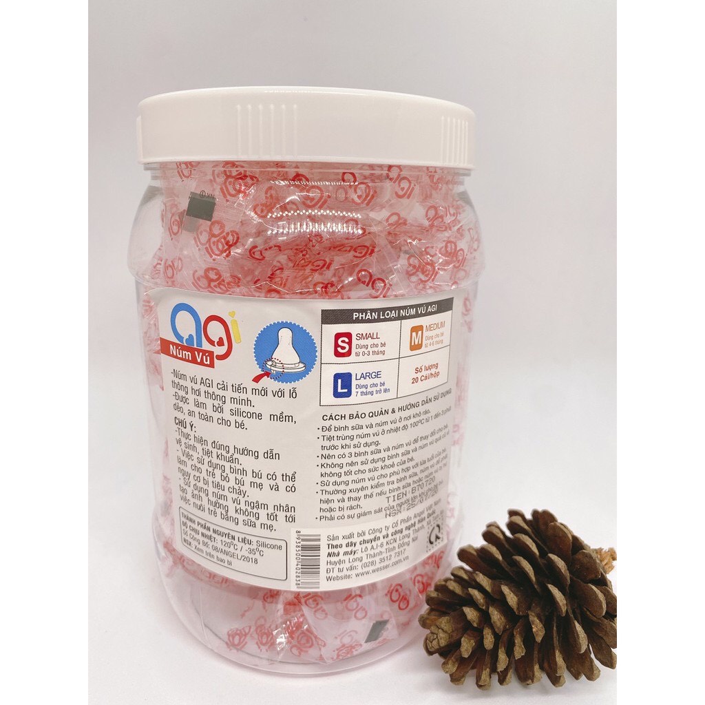 Núm Vú Bình Sữa Cổ Hẹp , Núm Ty Thay Bình Sữa Agi (đủ size S/M/L)