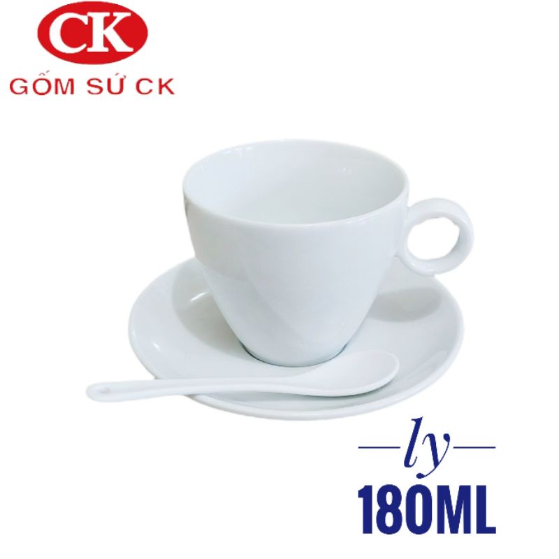 Set tách cafe hàng CK cao cấp kèm muỗng và dĩa kê 180ml, 220ml