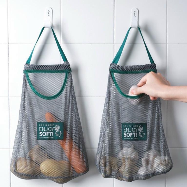 Túi Lưới Đựng Hành Tỏi Mã 02 Xanh Xám Tiện Lợi Đa Năng