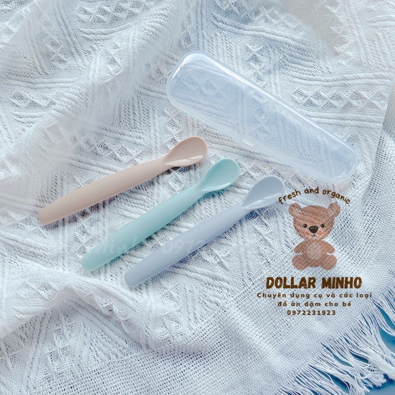 Thìa Ăn Dặm Thương Hiệu BobbyDoll Silicon Không BPA Cho Bé Từ 3m+