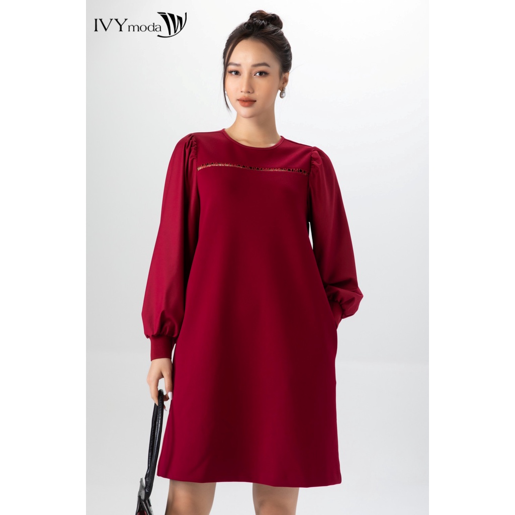 Đầm thun tay bồng dáng suông IVY moda MS 42B9053
