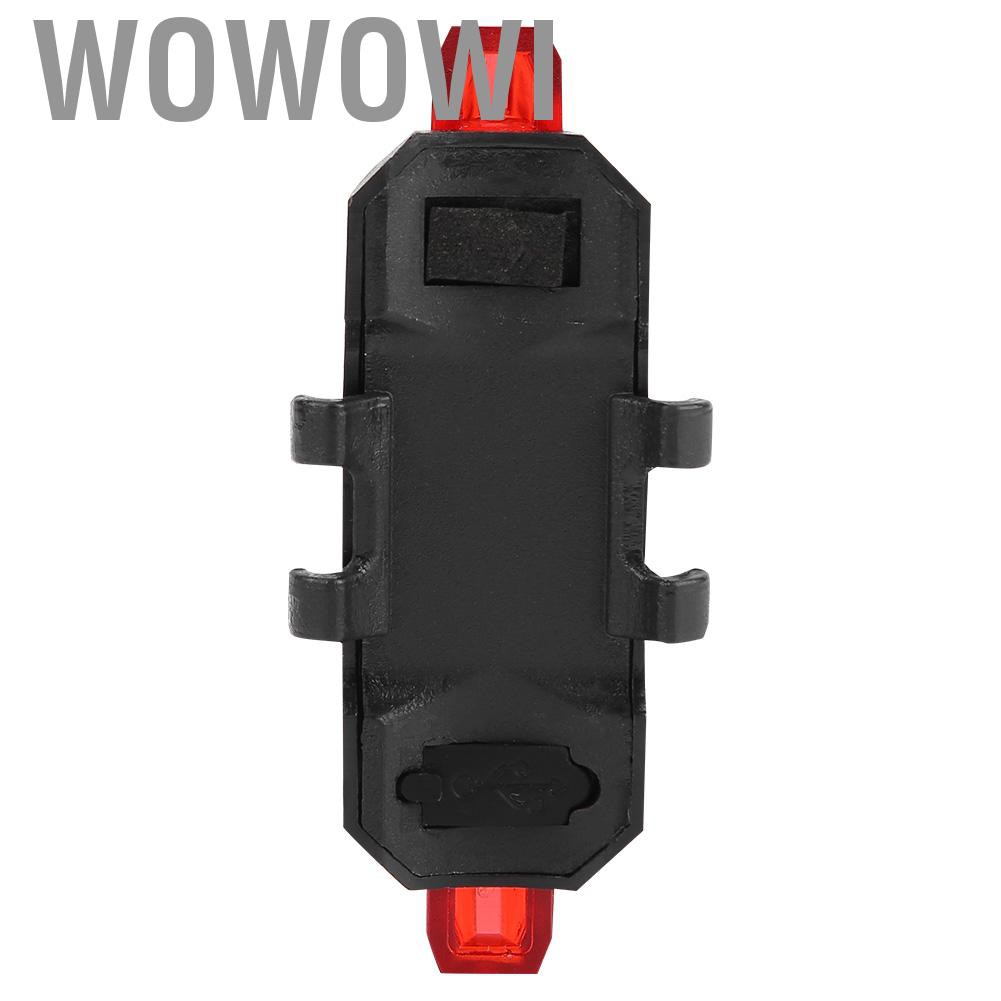 Wowowi Portable USB Rechargeable Bicycle Tail Bike Rear Safety Warning Light Lamp Super Bright