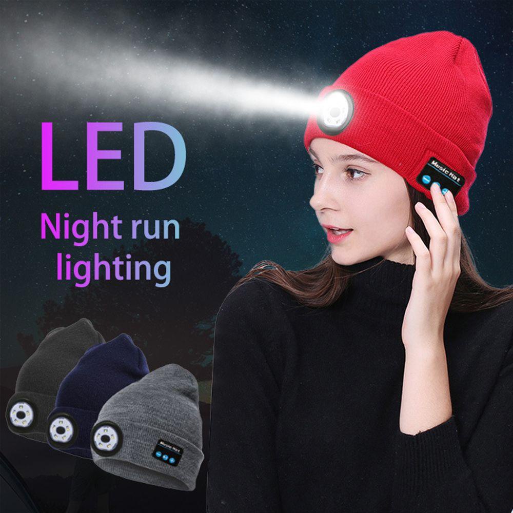 Wttle Mũ beanie Có Đèn LED Phát Sáng Kết Nối Bluetooth Cảnh Báo Ánh Sáng Đỏ Và Xanh Dương