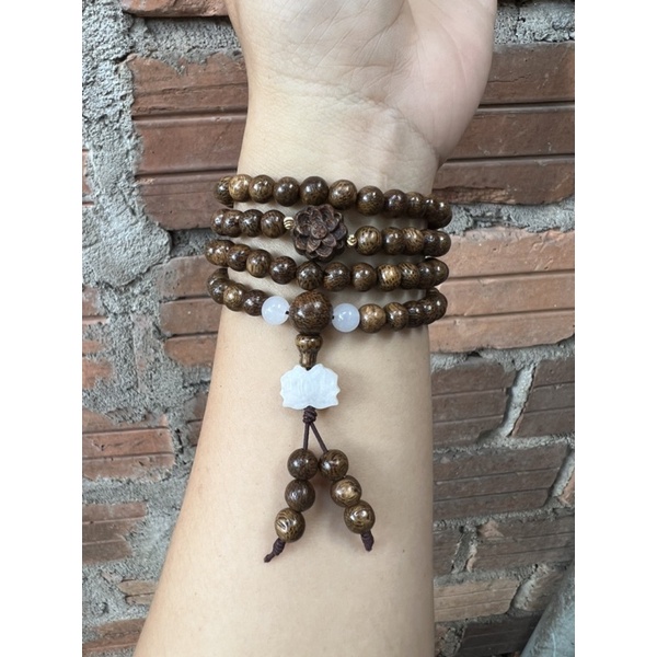 VÒNG CHUỖI TRẦM HƯƠNG SEN XANH NGỌC sánh chìm 108