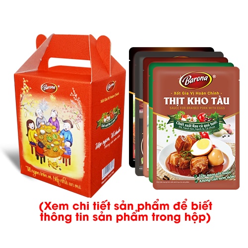 Xốt Gia Vị Hoàn Chỉnh Barona 80g, combo 9 gói như trong mô tả (TẶNG KÈM HỘP XUÂN)