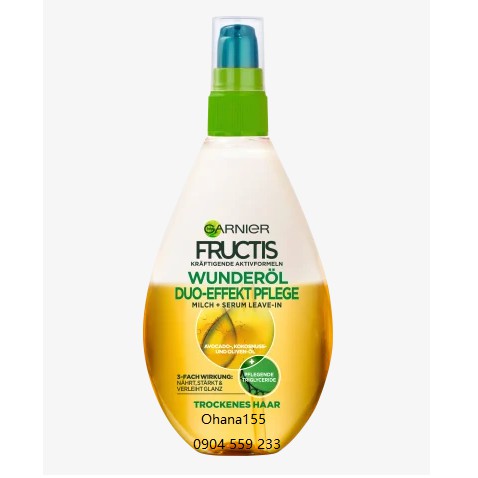 Dầu dưỡng tóc dạng xịt Garnier Fructis, Garnier Wahre schatze