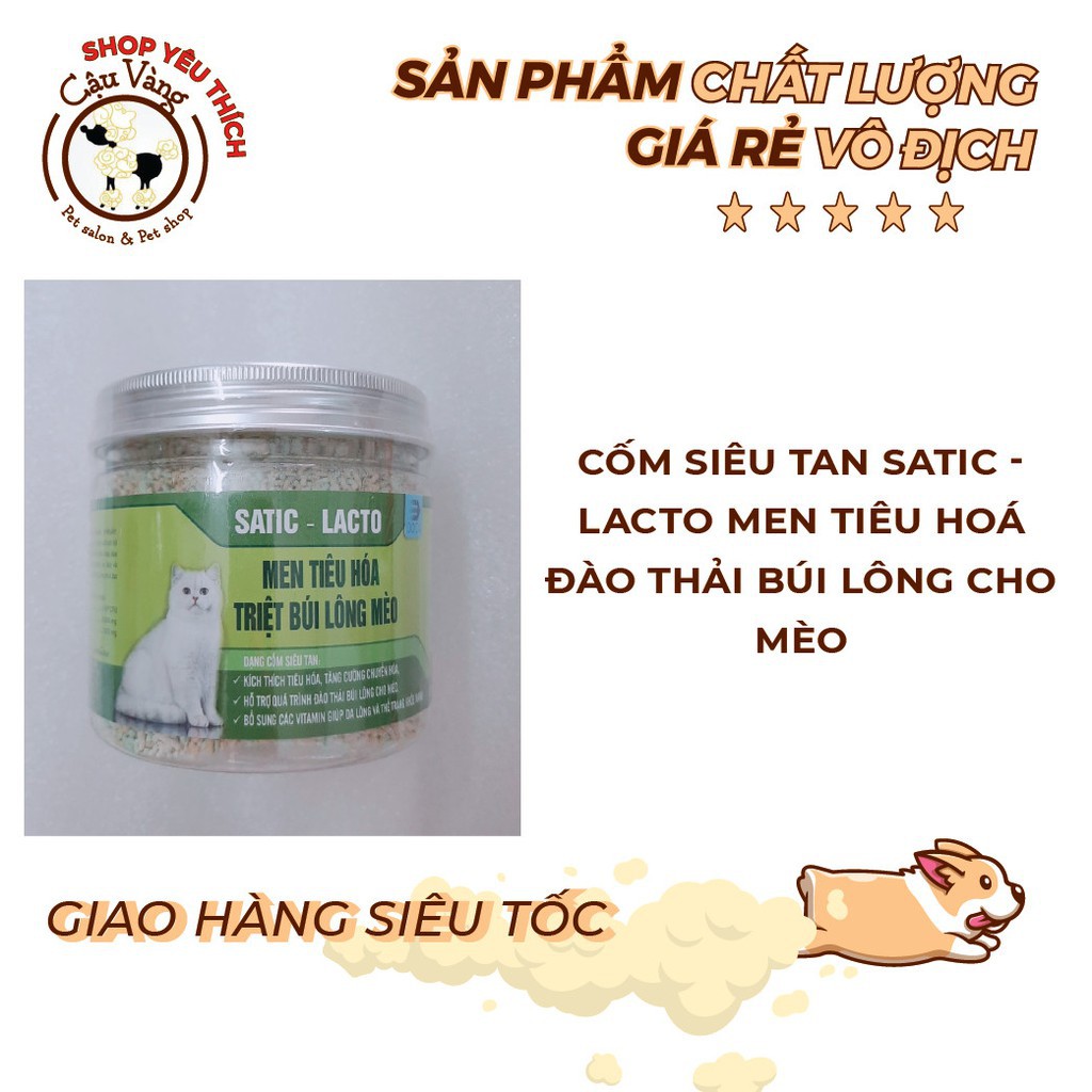 CỐM SIÊU TAN SATIC-LACTO MEN TIÊU HOÁ ĐÀO THẢI BÚI LÔNG CHO MÈO