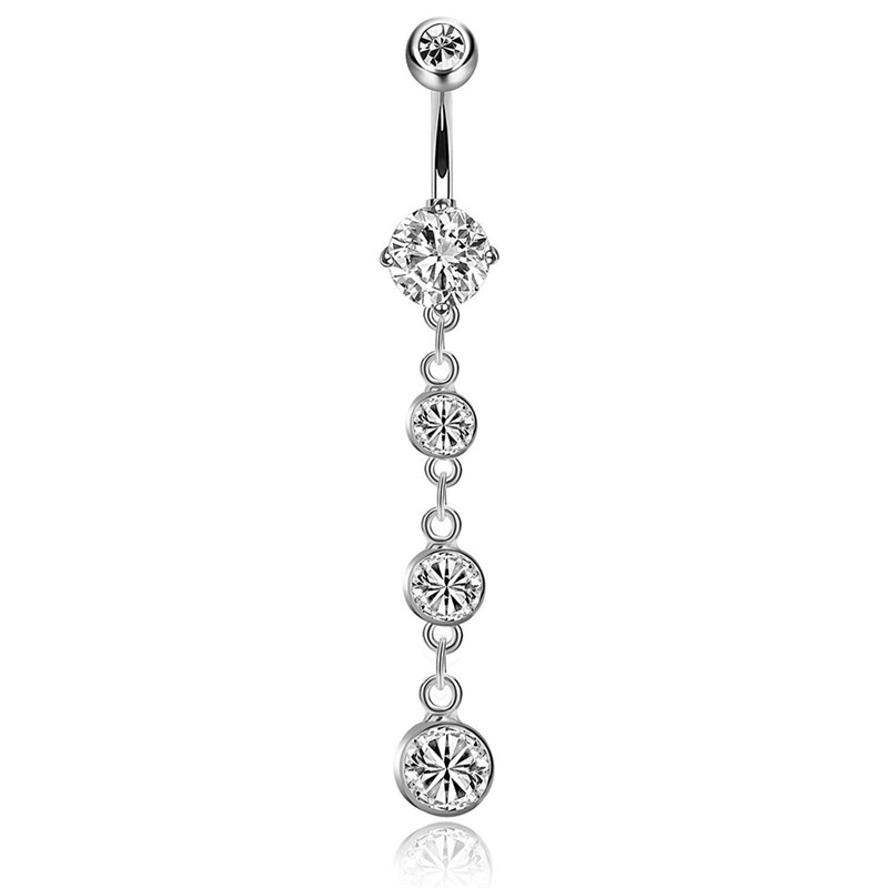 Set 6 Khuyên Rốn Bằng Thép Không Gỉ Đính Đá Pha Lê 14g