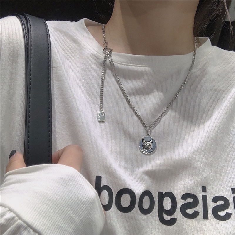 Vòng cổ Mặt Hình Mèo Phong Cách Hip Hop Hàn Quốc Thời Trang Cho Nữ