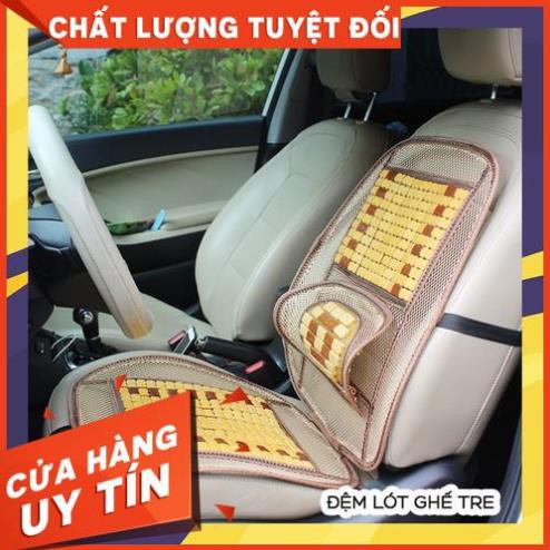 Bộ tấm lưới tựa lưng massage hạt gỗ lót ghế trên xe hơi, ô tô