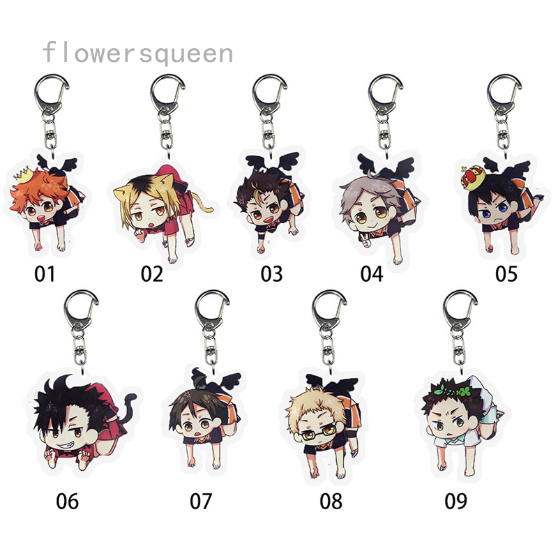 Flowersqueen Móc Chìa Khóa Thiết Kế Hình Haikyuu Dễ Thương